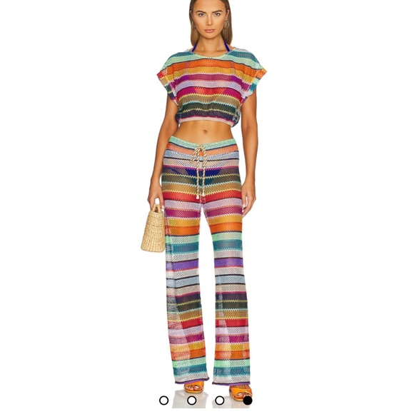 PQ Swim Pants - PQ Swim Multicolor Striped Wide Leg Pants & Top Set